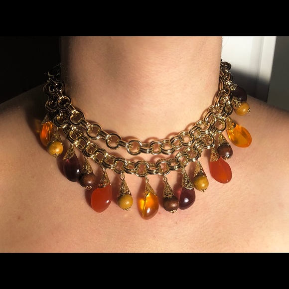 Honey Amber Choker Necklace - Picture 2 of 7